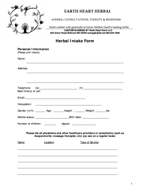 Herbalist Intake Form