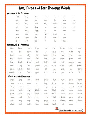 Two, Three and Four Phoneme Words  Form