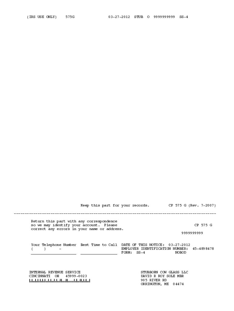 CP 575 G Notice  AAE Glass  Form