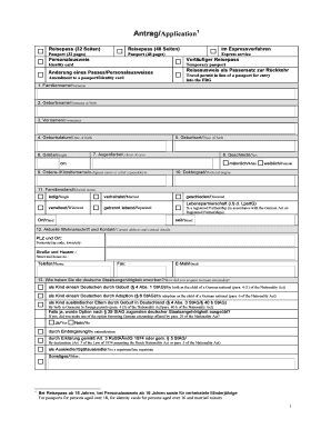 Reisepass Formular