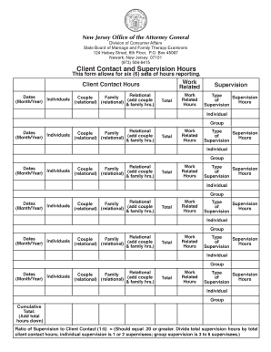 Client Contact and Supervision Hours  Form