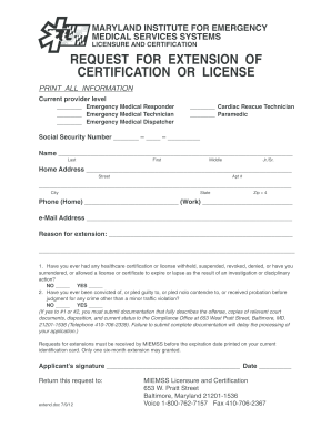 Miemss Licensure  Form