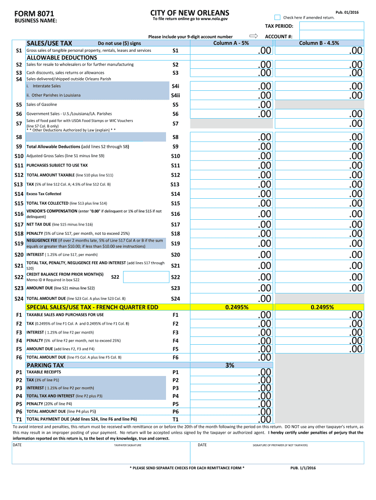  8071 New Orleans Form 2016