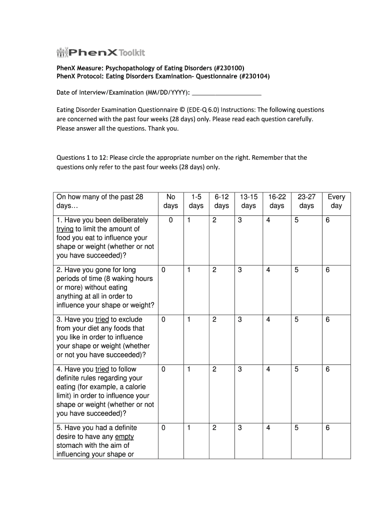 Binge Eating Scale PDF  Form