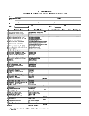 APPLICATION FORM Adrian Sada T Hunting BAwardb for Latin Bb