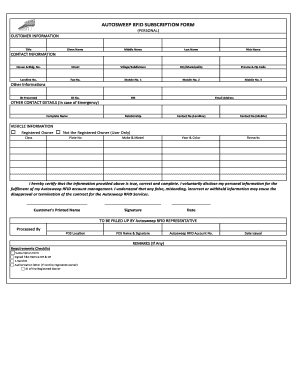 Autosweep Rfid Form