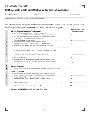 M1CR, Credit for Income Tax Paid to Another State  Form