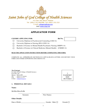 St John of God College of Health Sciences  Form