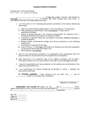 Omnibus Sworn Statement Deped  Form