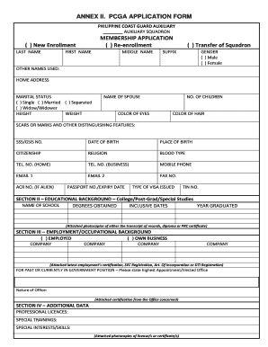 Philippine Coast Guard Auxiliary Application Form