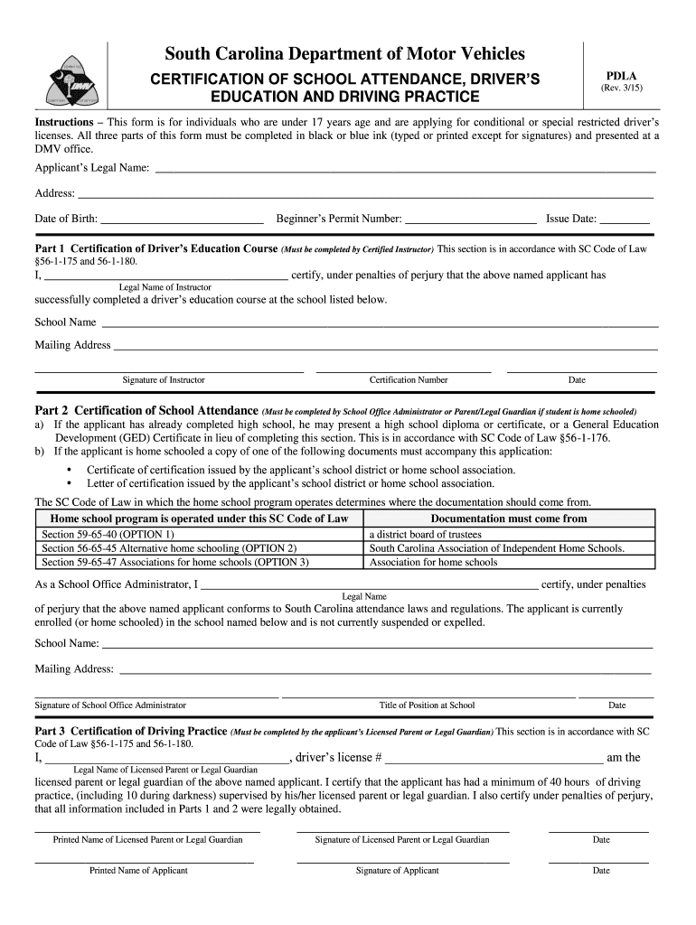  Pdla Form 2015-2024