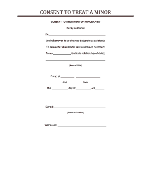CONSENT to TREAT a MINOR Ripley Chiropractic Clinic  Form