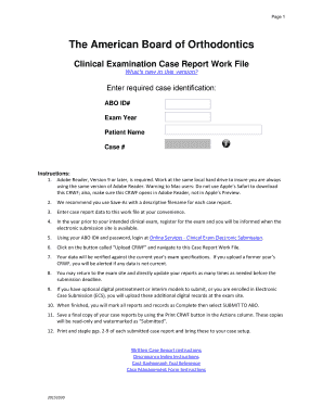 Case Report Work File American Board of Orthodontics  Form