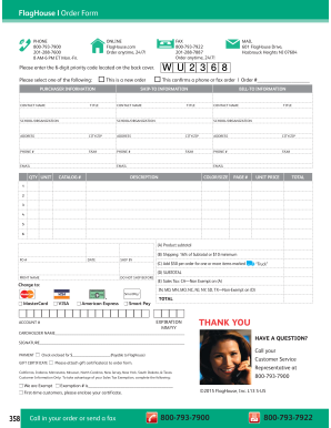 FlagHouse L Order Form