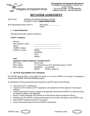 Retainer Template Business Immigration  Form