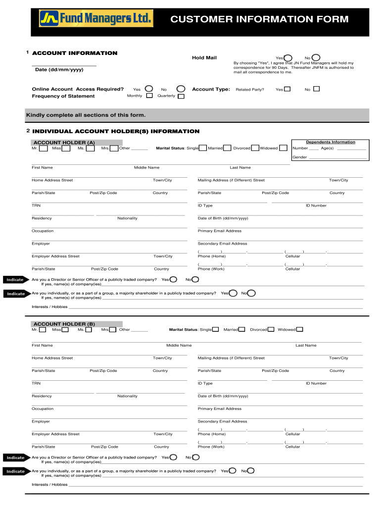CUSTOMER INFORMATION FORM  JN Fund Managers Limited
