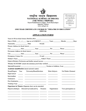 Nsd Admission Form