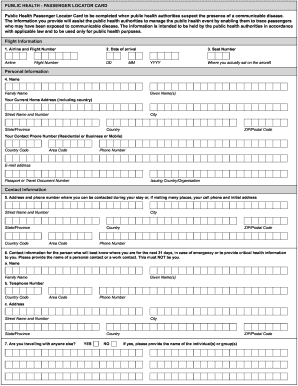 Passenger Locator Form Usa