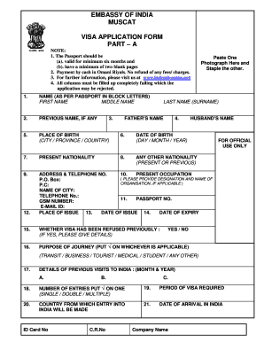 Muscat Visa for Indian  Form