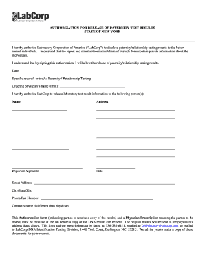 Labcorp Dna Testing  Form