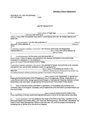 Omnibus Sworn Statement  Form