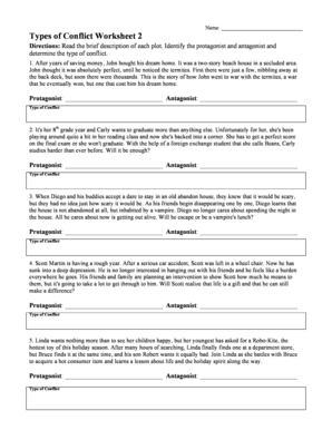 Types of Conflict Worksheet 2  Form