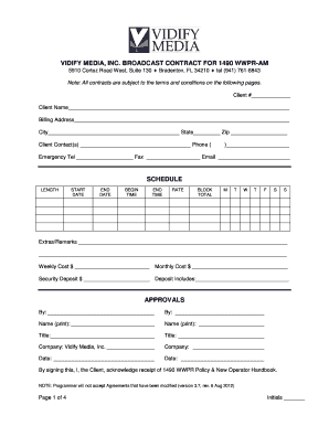Broadcast Contract Template  Form