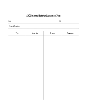 ABC Functional Behavioral Assessment Form Tucson LINKS