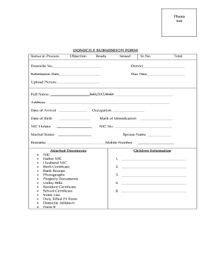 Challan Form for Domicile Punjab