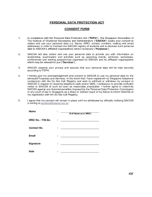  Pdpa Consent Form Sample Singapore 2014