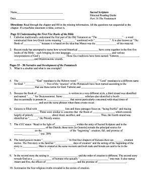 Sacred Scripture Directed Reading Guide Answers  Form