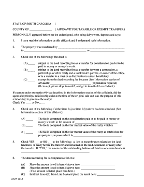 Affidavit for Taxable or Exempt Transfers  Form