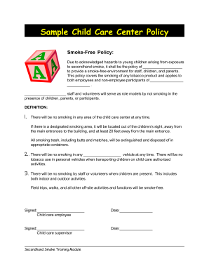Child Care Policy Sample  Form