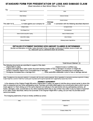 Cargo Claim Form Template