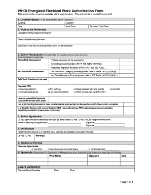 Energized Electrical BWorkb Authorization BFormb