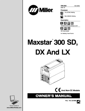 Miller Maxstar 300 Dx  Form