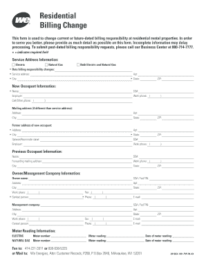 Residential Billing Change We Energies  Form