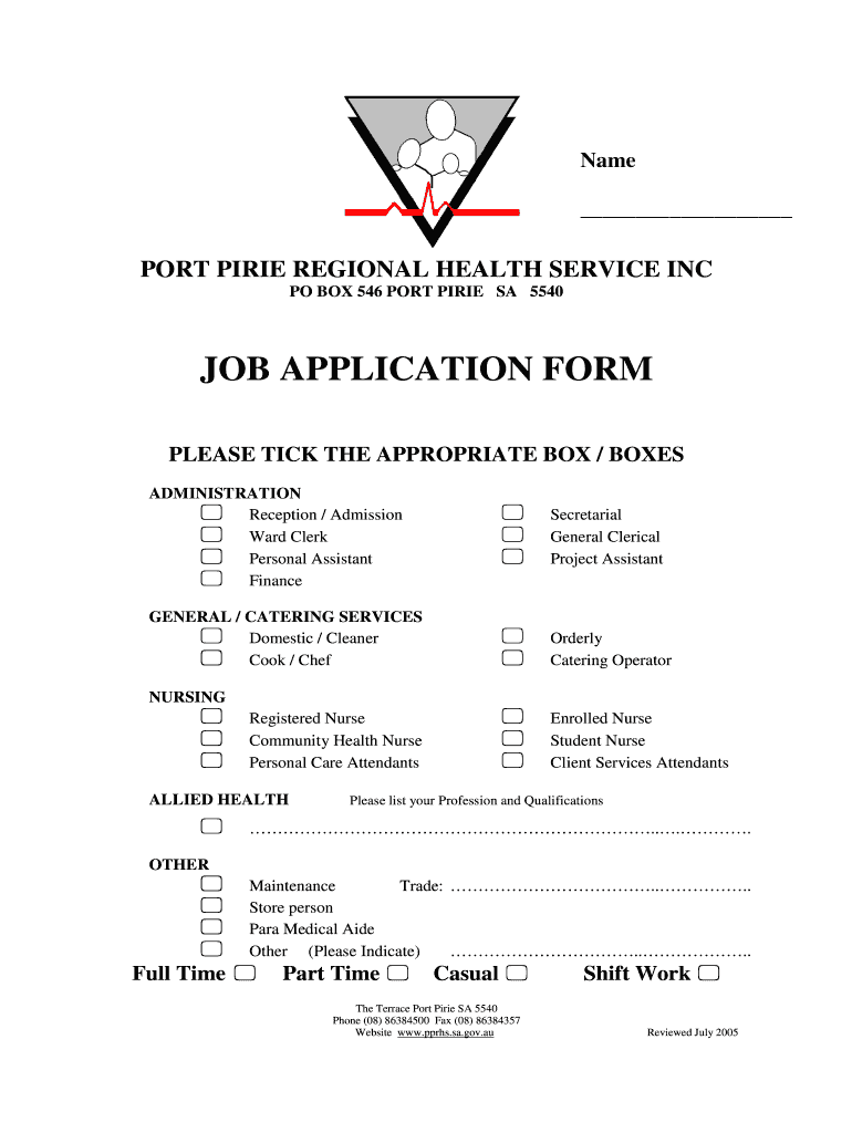  Nursing Job Application Form 2005-2023