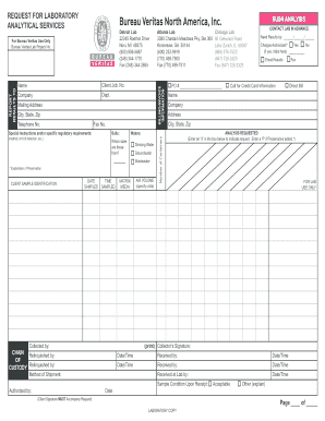 Request Form Bureau Veritas Labs