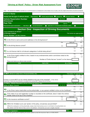 Driver Assessment Form Template