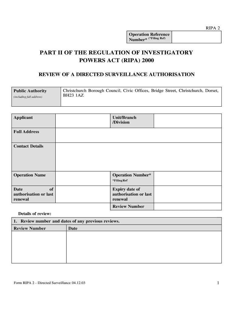  Form RIPA 2  Directed Surveillance  Dorsetforyou Com 2003-2024