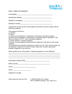 End User Declaration Letter  Form