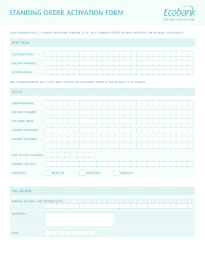 Irrevocable Standing Payment Order  Form