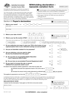 Withholding Declaration Upwards Variation Form