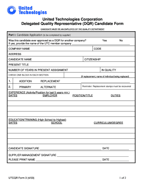 UTCQR Form 3 United Technologies