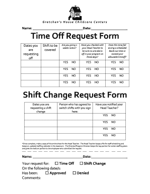 Shift Change Form