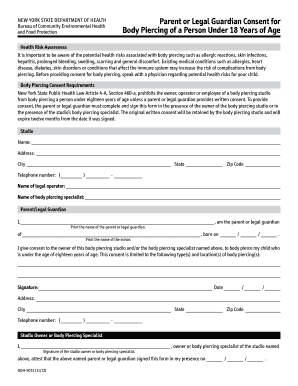 NYSDOH Form 5072 Parent of Legal Guardian Consent for Body