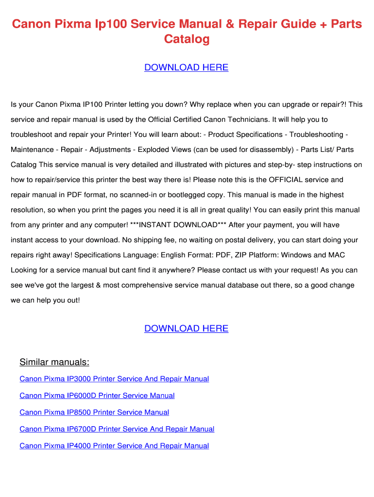 Canon Pixma Ip100 Manual  Form