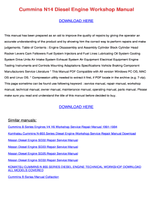 Cummins N14 Service Manual PDF  Form