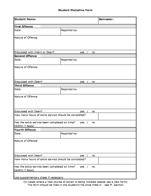 Student Discipline Form PDF